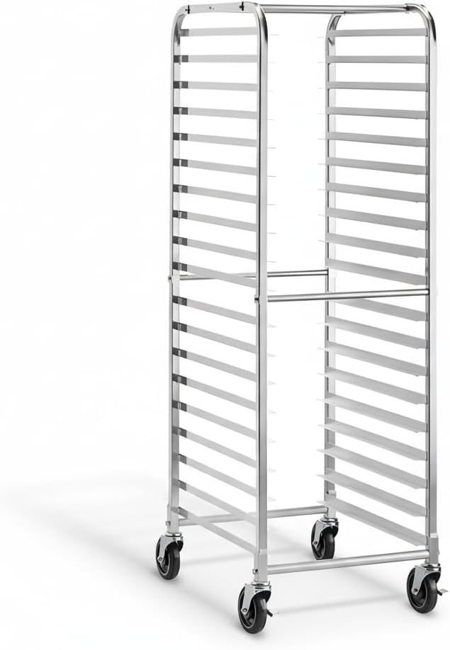 20 Pan Aluminum Sheet Pan Rack - Bakery Speed Rack, Commercial Bread Pan Rack with Casters