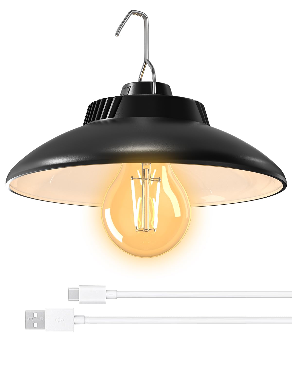Lampada da campeggio ricaricabile, lampada da campeggio a LED con batteria da 2600 mAh, IPX4, impermeabile, luce da campeggio, 2 modalità di luce, lampada da appendere per campeggio
