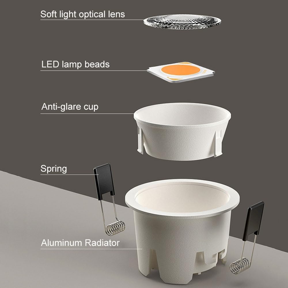 Flush Mount Ceiling Downlight, 7W Dimmable Ceiling Spotlight, Led Recessed Lighting, Accent Lamp, Hallway Lighting Fixture, Directional Spotlights for Living Room Bedroom Entryway 9 Pack