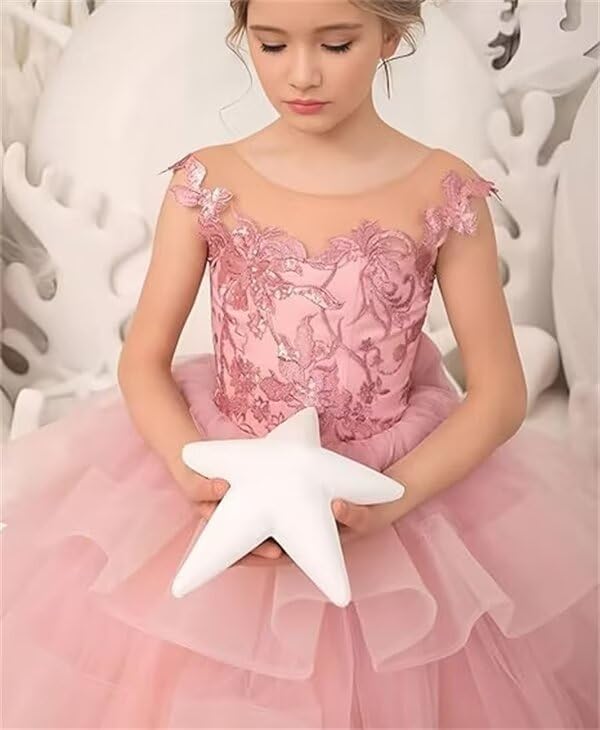 Flower Girl Dresses for Wedding Tulle First Communion Dress Lace Applique Princess Ball Gown Pageant Dress2