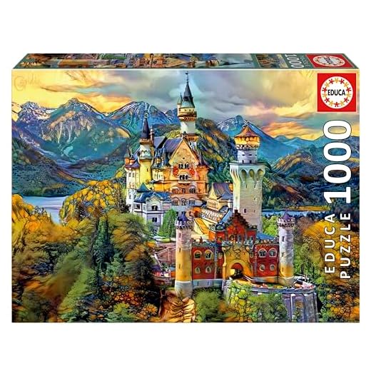 Educa - Castillo de Neuschwanstein, ´Dream City Art´ | Puzzle de 1000 Piezas para Adultos. Medidas: 68 x 48 cm. Incluye Cola Fix Puzzle. A Partir de 14 años (19933)