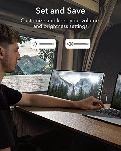 ESR Portable Kickstand Monitor for Laptops, Ultra-Slim 15.6 Inch 1080P External Monitor with Adjustable Angle, Travel Monitor, Landscape and Portrait View for Laptop/Mac/Tablet/Phone/Switch, Silver