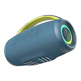 Docooler Portable BT Speaker 60W Powerful Bass Wireless Stereo with RGB Lights for Home/Party/Outdoors (Blau)