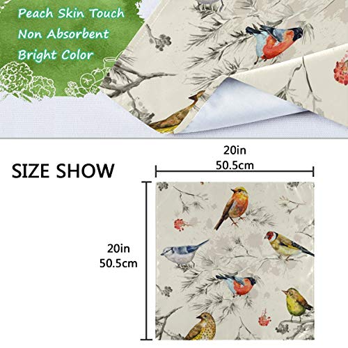 Vvfelixl Satin Napkins Winter Birds Cloth Napkins Set Of 6 Dinner Napkin Silk Washable Peach-Skin Polyester Wedding Banquet Party Festival Restaurant 20X20 Inch #TOP6