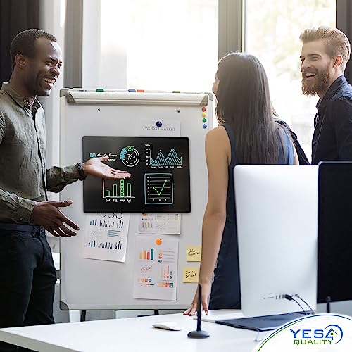 Magnetische schwarze Trockenlöschtafel für Kühlschrank - A4 / 21x30 cm - schmutzabweisend mit 3 magnetischen Neon-Kreidemarkern mit feiner Spitze & Radiergummi - von Yes4Quality