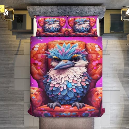 Housse de couette oiseau en microfibre premium coton hypoallergénique king size - 3