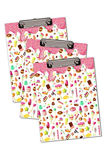 Candy Land Theme Pack of 3 Exam Pads| 2 in 1 Clip Boards|Writing Pads with Whiteboard and Marker for Birthday Return Gifts for Kids