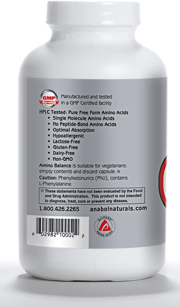 Amino Balance 120 caps, Energy Amino Supplement, Complete 23 Free Form Amino Blend Formula with BCAA’s, 9 Essential Amino Acids, Glutamine, Arginine for Sports Nutrition, Post Workout Muscle Recovery
