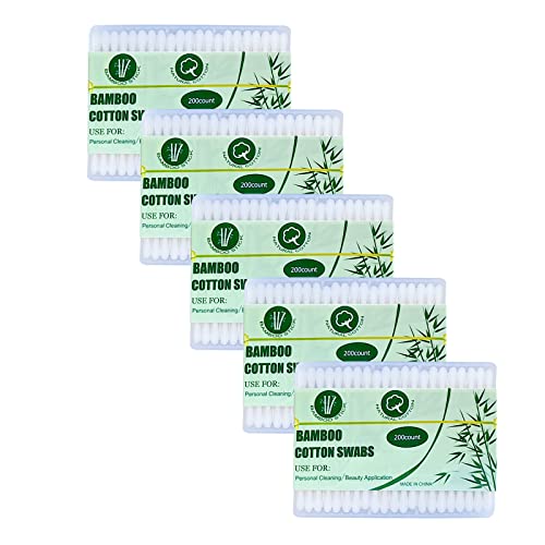 Bamboo Cotton Swabs 2000 Count|Double Round Biodegradable Cotton Buds