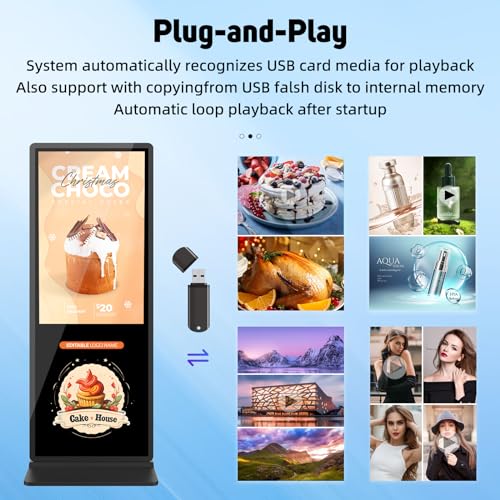 YCKJNB Digital Signage Displays 43 inch Floor Standing Digital Kiosks Advertizing Display IPS Full HD LCD Screen Interactive Advertizing Totem with Auto Media Player, Android OS - Thumbnail 4