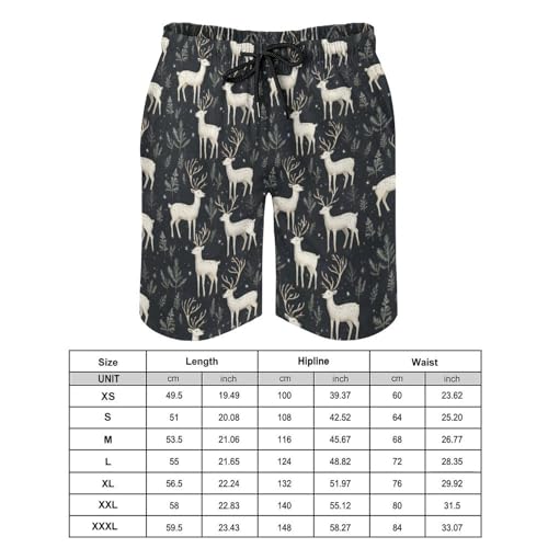 Hawaiian Shorts for Men - Comfy Deer Plant Print Mens Swim Trunks Bathing Suits with Mesh Lining2