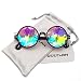 Round Kaleidoscope Glasses Rainbow Prism Sunglasses for Women Men OULYLAN Party Rave Festival Glasses with Grey Sun Glasses Cloth Bag