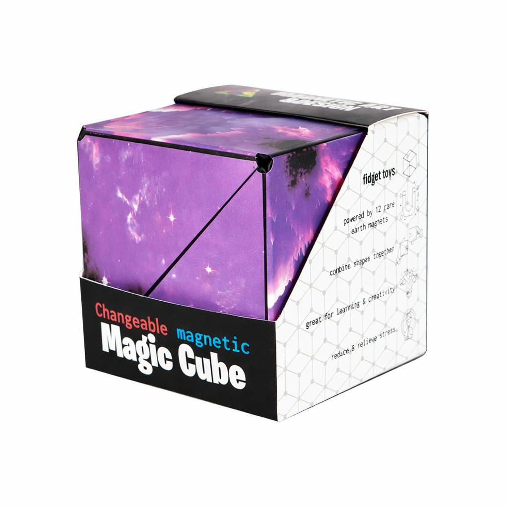 Magnetic Infinity Cube Fidget Toy – Folding Puzzle Cube with 36 Rare Earth Magnets, Geometric Shape-Shifting Brain Teaser, Stress Relief Desk Toy for Kids & Adults (Purple)