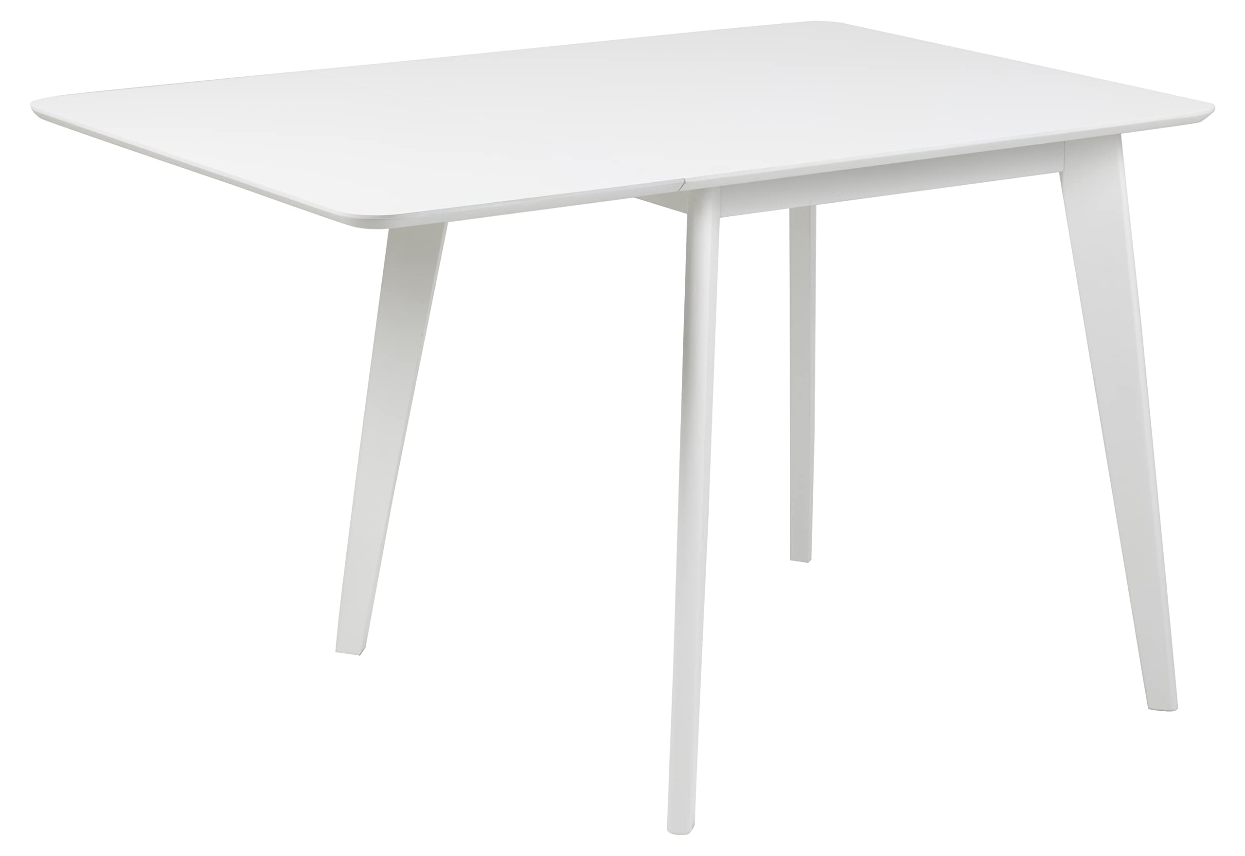AC Design Furniture Roxanne Esstisch für 4 Personen in Weiß, Ausziehbarer Küchentisch Weiß, Moderner Retro Stil für Esszimmer, Esstisch Eckig, B: 80/120 x H: 76 x T: 80 cm