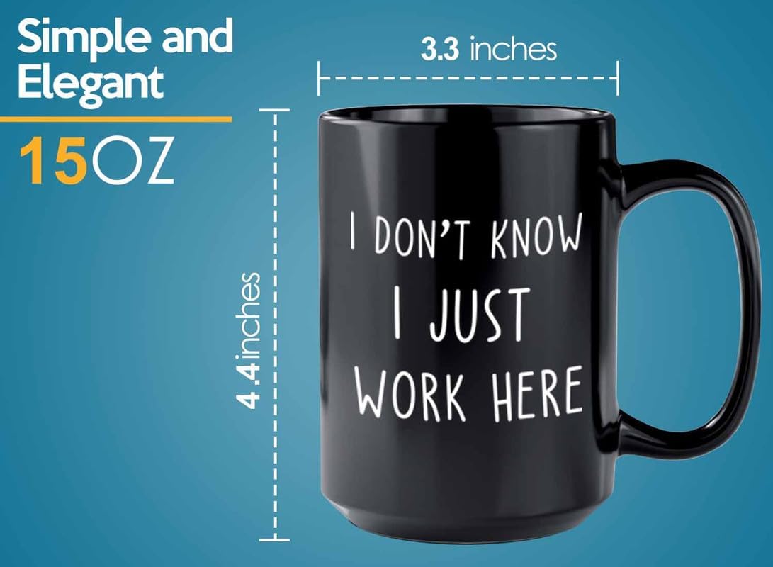 Bubble Hugs Customer Service Coffee Mug 15oz Black - I Don’t Know I Just Work Here - Client Office Humor Funny Jobs Joke For Coworker Employee Call Center