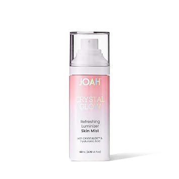 JOAH Face Mist Crystal Glow Refreshing Facial Spray Luminizer with Hyaluronic Acid, Hibiscus Extract and, Peptides, Prep Refresh & Set Makeup, Korean Skin Care, 2.7 Oz