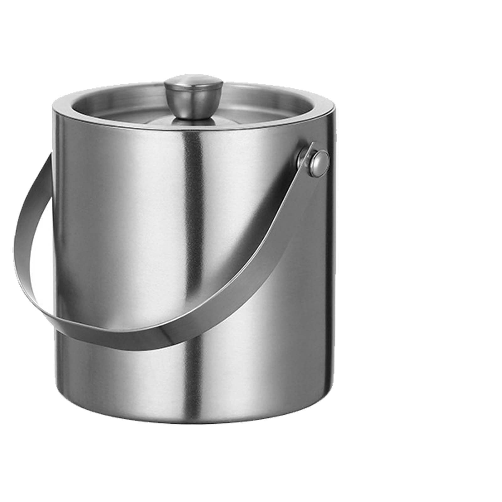 Xafrstyu Ice Bucket, High-Grade Stainless Steel Ice Bucket with Lid and Tongs, Double Wall ice Bucket for Ice Cubes, Beer & Champagne Bottles (Silver,1.6 L)
