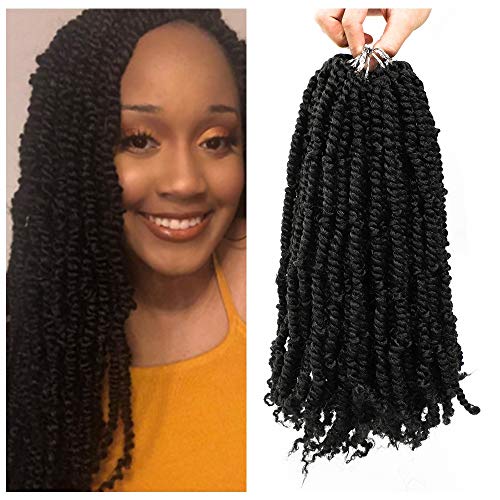 Lihui Pre-Twisted Passion Twist Crochet Hair 6 Packs Pre-Looped Crochet Hair For Women 14inch Passion Twist Hair Crochet Braids Hair(14Inch,#1B)