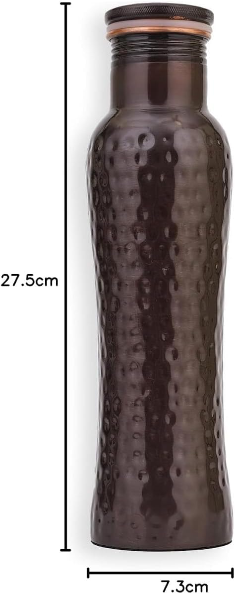 Tambra Pure Copper Water Jointless Rarity Bottle, Handcrafted, Leak Proof Lid | Smooth Finish Copper Drinking Water Bottle - 32 Oz (Rarity Curve Diamond)