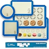 Silicone Baking Mats Set of 5-2 Half Sheets Mats + 1 Quarter Sheet Liner + 1 Round & 1 Square Cake Pan Mat - 100% Nonstick Food Safe Silicon - Reusable Oven Cooking Liners - Bake Pastry & Cookie