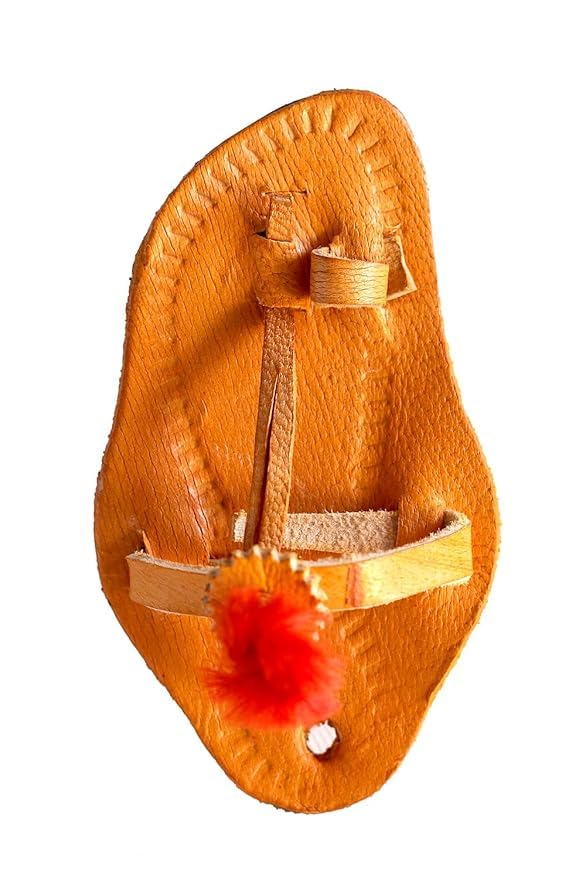 Leather Small Sandal (Kolhapuri Chappal) Leather Gifting Wall & Door Hanging, Keychain For Bike/Car Gifting, (W2xH3 Inch) YELLOW colour. Left side - 1 Piece.-image-12