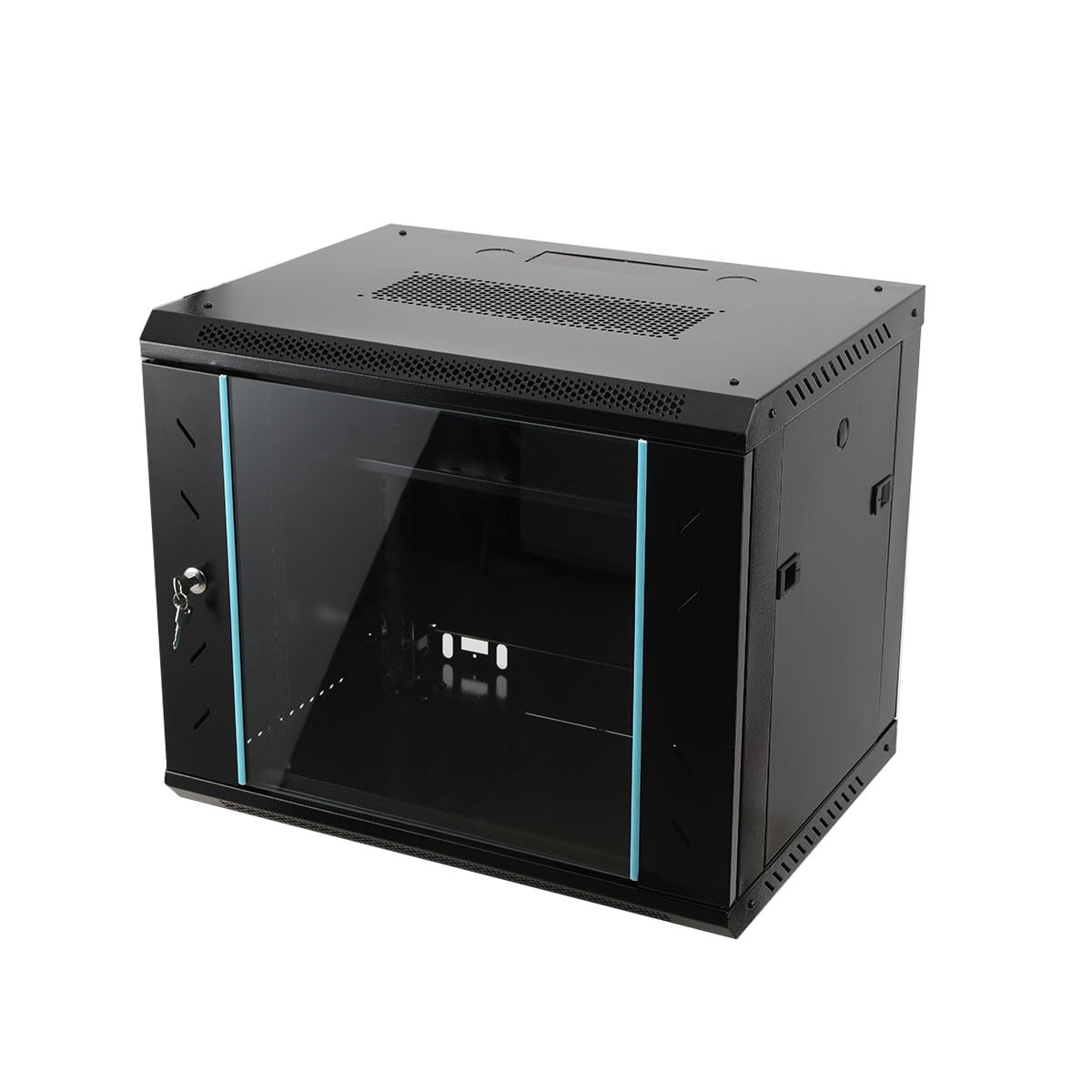 Armoire réseau 19 Pouces 9U Baie de Brassage, Montage Mural ou au Sol -Coffret Armoire Réseau pour Serveur, réseau et Informatique, HxLxP 500x600x450mm, Charge Max. 60 kg, Porte vitrée, Noir