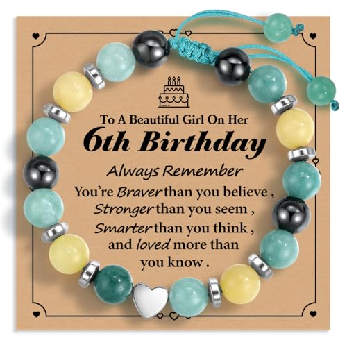 Adjustable Nature Stone Heart Bracelet Birthday Gifts for age: 5-9 Year Old Daughter Daughter Big Sister Teen Girls Granddaughter Niece, Birthday Christmas Gifts for Boy, Nephew, Grandson-65