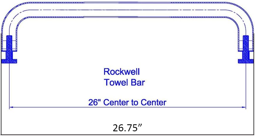 Rockwell Security Mont Hard Single Sided Towel Bar 26 Inch Glass Polished Chrome Finish for Commercial and Residential Frameless Heavy Glass Shower Doors