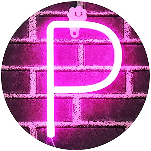 SATYAM KRAFT 1 Piece Pink Marquee Alphabet Shaped Neon Led Light - Decorative Letter Lamp for Valentine’s Day, Bedroom, Wedding, Birthday, Home Decor, Romantic Gift Night and Wall Lamp (P)