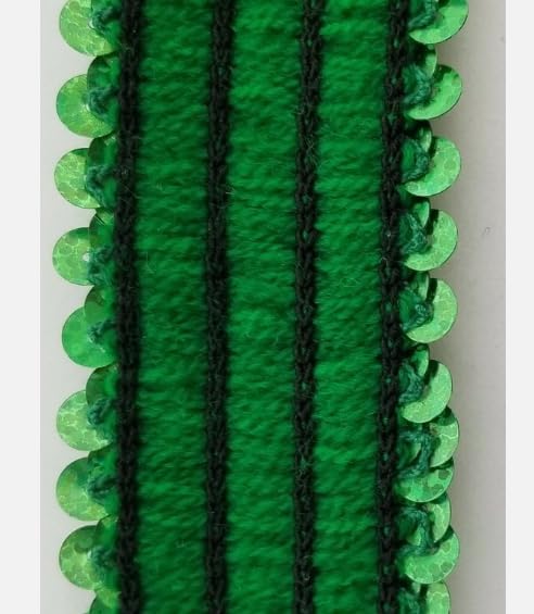 Generic 1 Pcs 1.5"" Spot Green Stretch Sequins Trim 8 Continuous Yards -Rk5