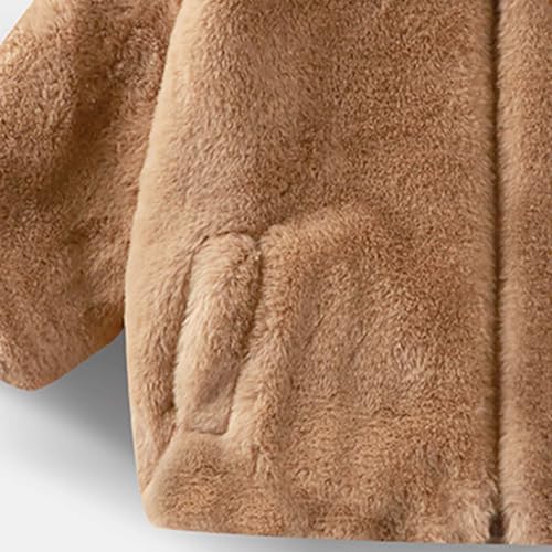 High Neck Coat for Boys Girls Full Zip Fluffy Plush Fleece Thick Jacket with Pockets Winter Warm Casual Comfy Outwear3