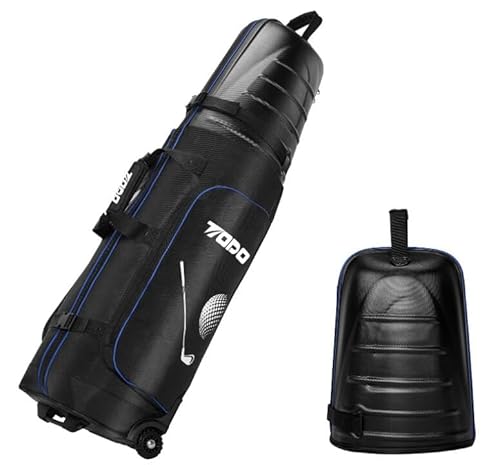 TODO Golf Reisetasche mit Räder, Golfbag tragbar für Flugzeug mit ABS Hartem Kopfteil, 1680D Heavy Duty Oxford wasserdichte & Strapazierfähige, Schutz für Schläger TODO Golf Reisetasche mit Räder, Golfbag tragbar für Flugzeug mit ABS Hartem Kopfteil, 1680D Heavy Duty Oxford wasserdichte & Strapazierfähige, Schutz für Schläger