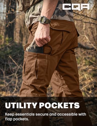 Image of CQR Men's Tactical Pants, Water Resistant Ripstop Cargo Pants, Lightweight EDC Work Hiking Pants, Outdoor Apparel