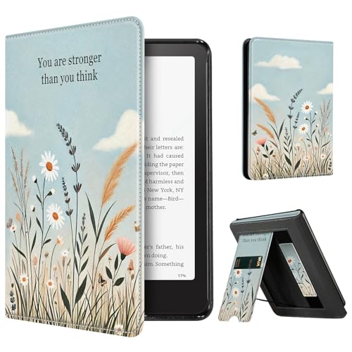 Image of CoBak Stand Case for 7 inch Kindle Paperwhite 12th Gen 2024 and Kindle Colorsoft with Hand Strap - Compatible with iPhone MagSafe, for Samsung /Belkin /Anker Wireless Charging Pads, Durable, Auto Sleep Wake