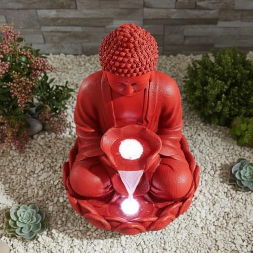 Image of Swarnhouse Decorative Water Fountain with LED Light, 2 Feet, Indoor Tabletop Waterfall for Home Office Garden (Cherry Tomato)