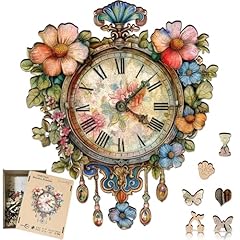 Wooden Puzzles for Adults 200 Pieces, Vintage Floral Clock, Unique Shaped Jigsaw Puzzle, Relaxing photo Wooden Puzzles for Adults 200 Pieces, Vintage Floral Clock, Unique Shaped Jigsaw Puzzle, Relaxing
