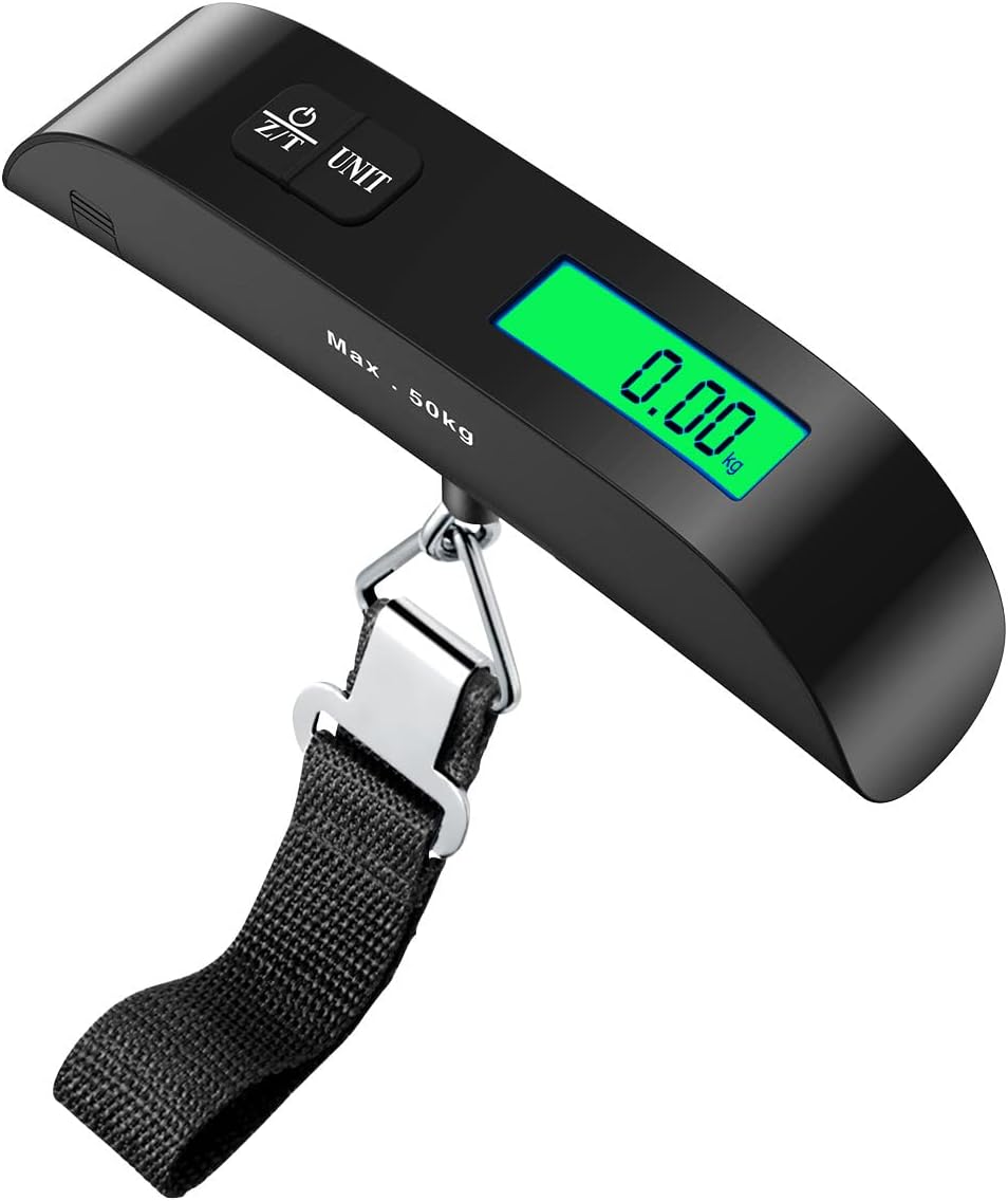 pjp electronics Travel Luggage Scale, Digital Luggage Weighing Scales for Suitcase with Temperature Reading 50 Kg Capacity (Black)