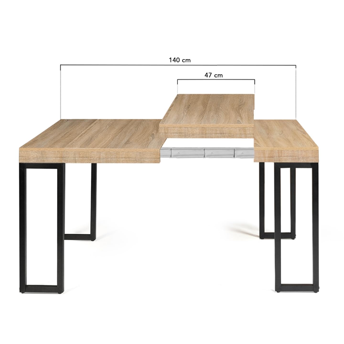 IDMarket - Mesa consola extensible Toronto para 6 personas, 140 cm, diseño industrial