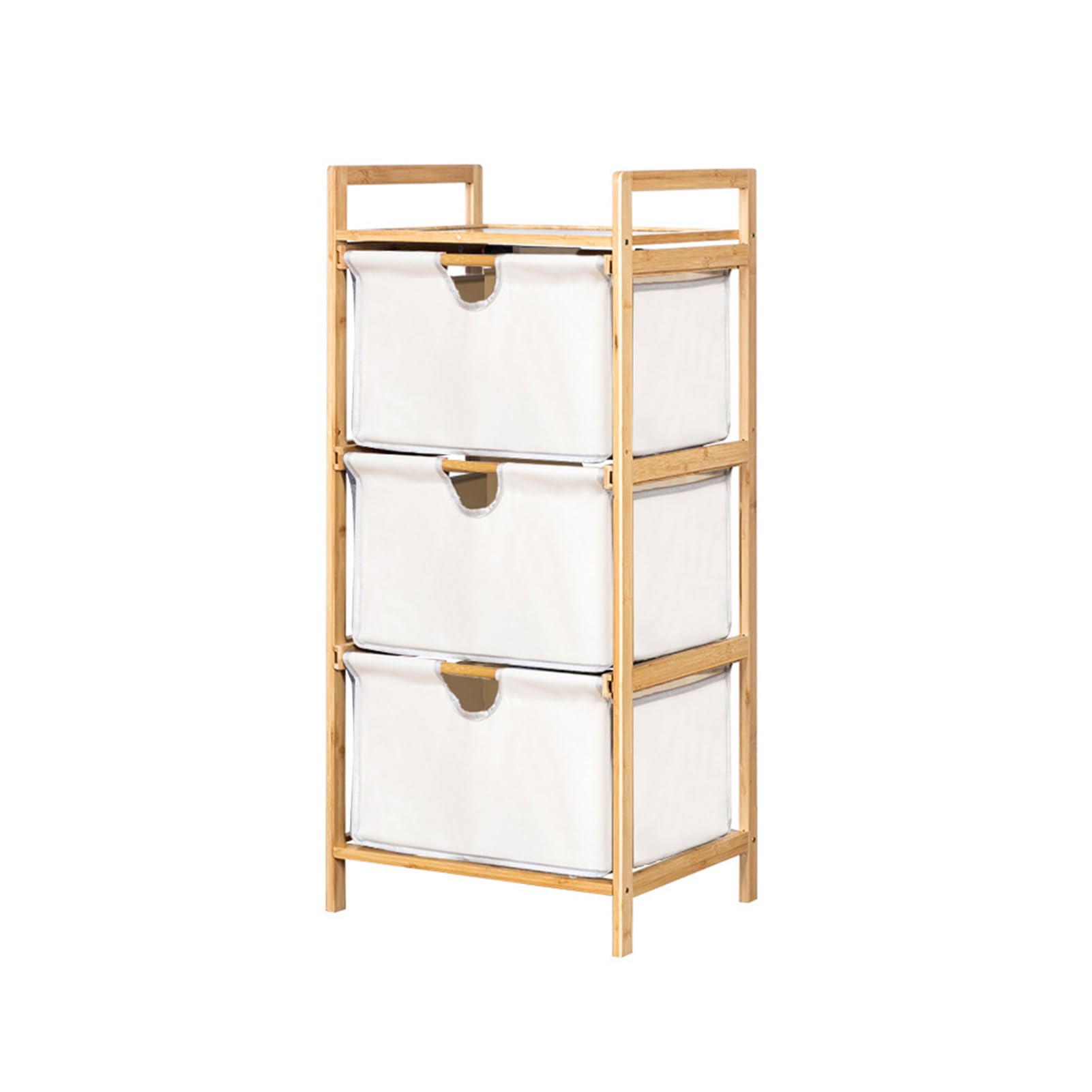 Organizzatore per Cesto della Biancheria, Cesto Raccoglitore Estraibile a 3 Livelli, Armadietto Portaoggetti Indipendente per Asciugamani e Vestiti con Cassetti in Tessuto Sul Ripiano (WHITE)