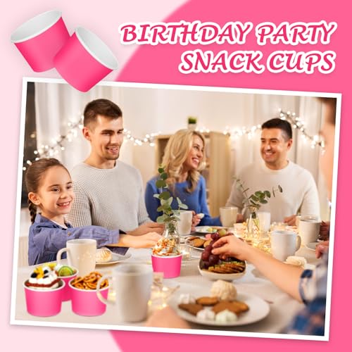 Image of Nuenen 300 Pcs 8 oz Summer Ice Cream Paper Cups Bulk Disposable Dessert Cups Solid Color Paper Dessert Bowls for Snack Sundae Spring Party Favors Ice Cream Bar Supplies (Rose Red)
