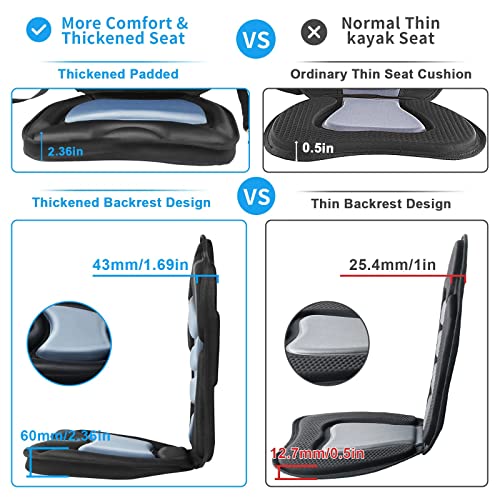 Kayak Seat Thickened Padded Kayak Seat Extra Thick Padded Sit-On-Top Canoe Seat Cushioned - 2 Pack Deluxe Fishing Boat Seat With Fixed D-Ring & Tie Down Pad Eyes And Screws For Kayaks Boats Canoes Etc #TOP4