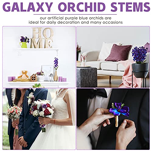 Waydress 27 Inches Artificial Purple Blue Orchid Faux Flowers Purple Orchids Silk Flowers For Wedding Dinning Home Restaurant Decoration Bridal Bouquet Corsage Boutonniere Wreath Decor (16 Pieces) #TOP5