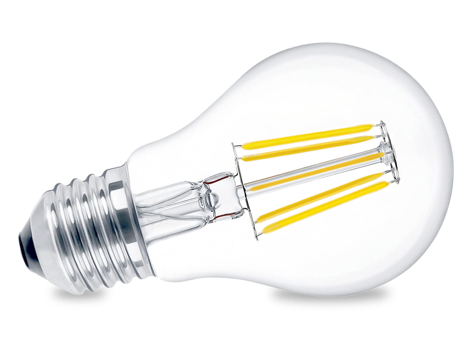 linovum 4 unidades E27 LED de luz blanca cálida, regulable sin regulador – FourSTEP bombilla con interruptor de luz normal, 6 W, 230 V