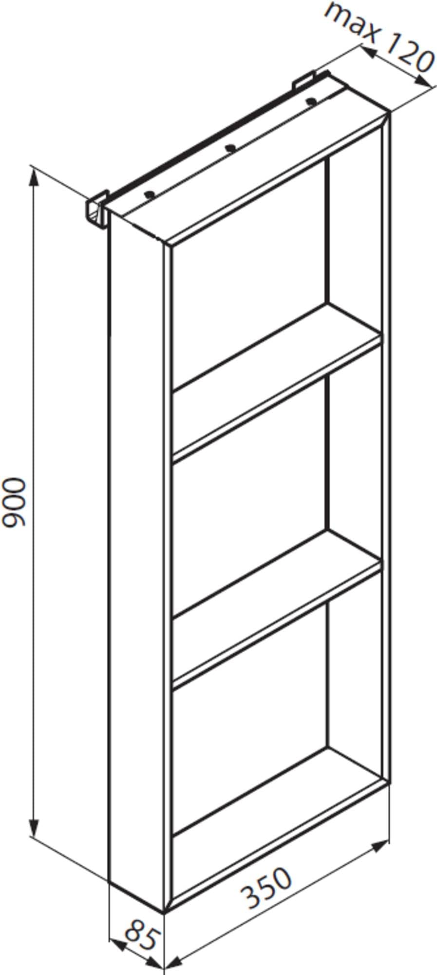 Novellini Frame hängendes Duschregal 35x8,5x90 cm Matt Schwarz