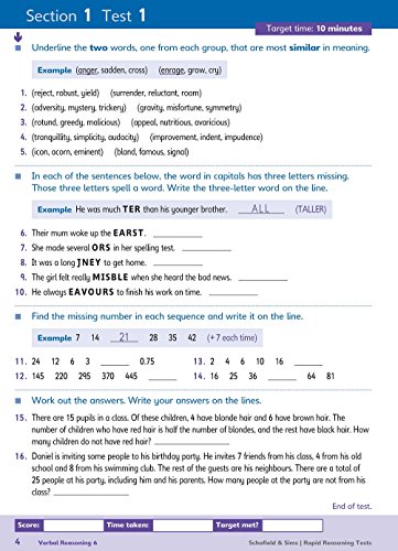 Rapid Reasoning Tests: Verbal Reasoning 6: 11+