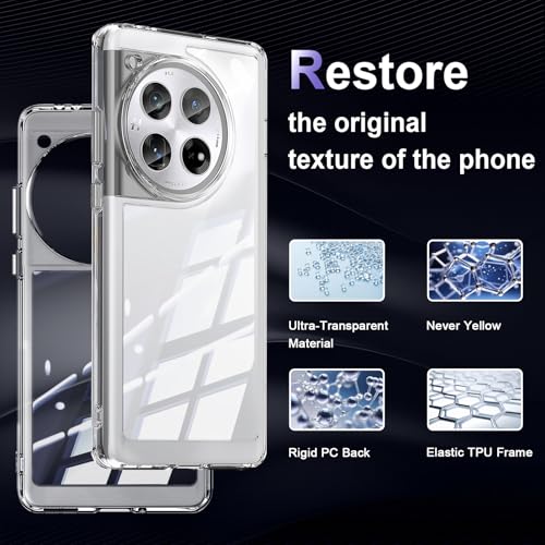 Image of Case for OnePlus 12 5G, Military Grade Drop Protection Phone Case, Yellowing Resistant, Anti-Scratch Hard PC Back, Shockproof Hard Ultra-Thin Protective Cover, Clear