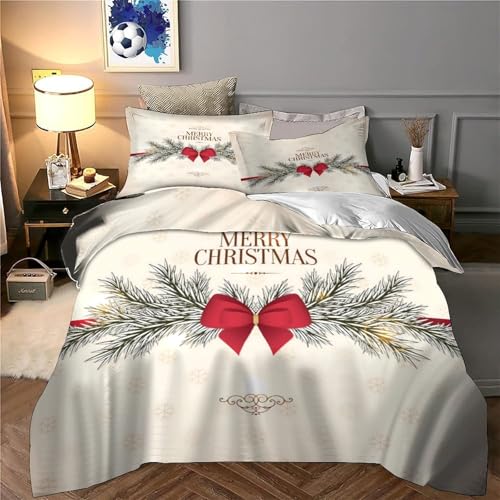 Housse de couette Noël 135x200 lit simple microfibre 3D fermeture éclair