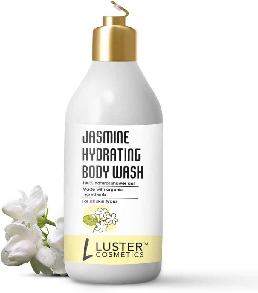 LusterCosmetics Jasmine Hydrating Body Wash shower Gel | For Men & Women | 100% Natural Moisturizer Shower Gel | Body Wash for All Skin Types | Deeply Hydrates | Paraben & Sulfate Free -300ml.