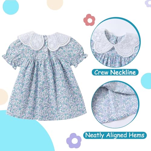 Large Collar Cotton Floral Shirt, Girls Summer Thin Shirt Baby Little Kids, Little Girl Flower Shirt Skirt, Blue2