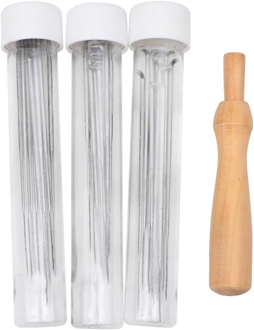 ARTIBETTER Needle Felting Tool Set Storage Case Included with Wooden Handle and Metal Needles 32 Pcs for Interlacing Fibres and DIY Patchwork Craft